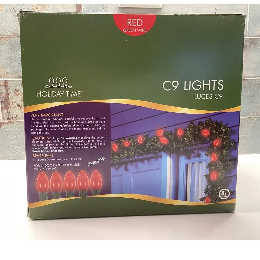 Vintage Indoor/outdoor Christmas lights 25ct 24ft RED NEW